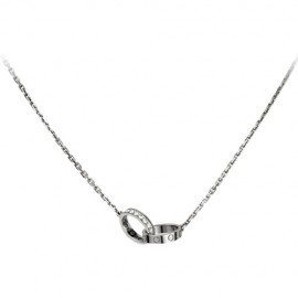 Cartier Love Necklace White Gold Copy A Ring Set with Diamonds