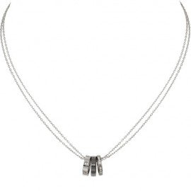 Cartier Love Necklace Copy White Gold Black Ceramic 18 Diamonds Pendant