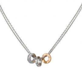 Cartier Love Necklace Fake White & Pink Gold with 23 Diamonds Pendant