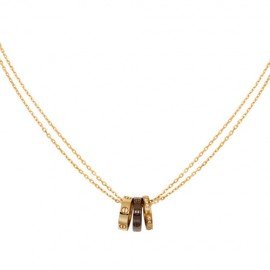 Cartier Love Necklace Replica Yellow Gold Brown Ceramic 18 Diamonds Pendant