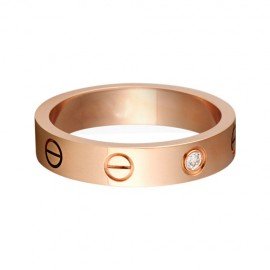 Cartier Love Wedding Band Fake 18K Pink Gold Love Ring with 1 Diamond
