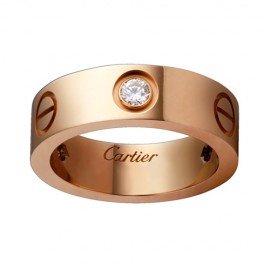 Cartier Love Pink Gold Ring Fake 3 Diamonds