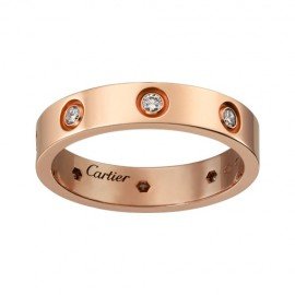 Cartier Love 18k Pink Gold Ring Replica 8 Diamonds