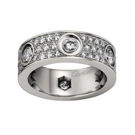 Cartier Love Ring Replica 18k White Gold Paved Diamonds