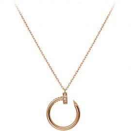 Cartier Juste Un Clou Necklace Fake 18k Pink Gold Paved With Diamonds Nail Pendant