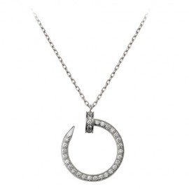 Cartier Juste Un Clou Necklace 18k White Gold Fake Set 36 Diamonds Nail Pendant