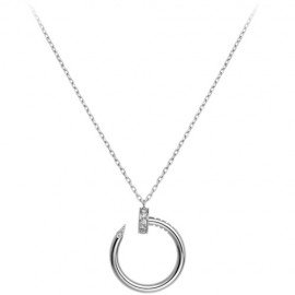 Cartier Juste Un Clou Necklace Replica 18k White Gold Paved With Diamonds Nail Pendant